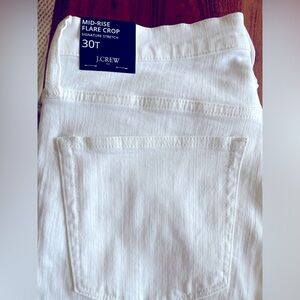 J CREW mid-rise flare crop, signature stretch with raw hem, tall